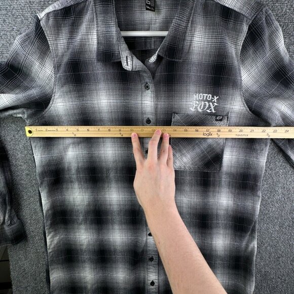 Fox Racing Button Up Shirt Women Black White Plaid Flannel Long Sleeve XL Ladies - Picture 16 of 16